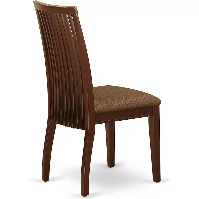HomeStock Belmont 2 Dining chair with Linen Fabric Fabric Sea in Mahogany finish