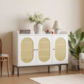 Coolmee Shoe Cabinet with 3 Rattan Doors, 7-Tier Freestanding Shoe Storage Organizer with Adjustable Shelves for Entryway, Hallway, Living Room