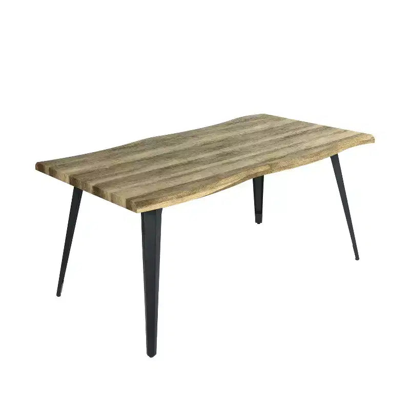 Homy Casa 63 Rectangular Dining Table for 6, Modern Wood Look Table with Black Metal Legs