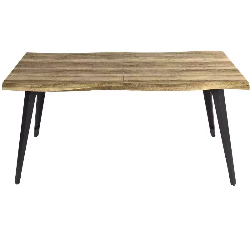 Homy Casa 63 Rectangular Dining Table for 6, Modern Wood Look Table with Black Metal Legs