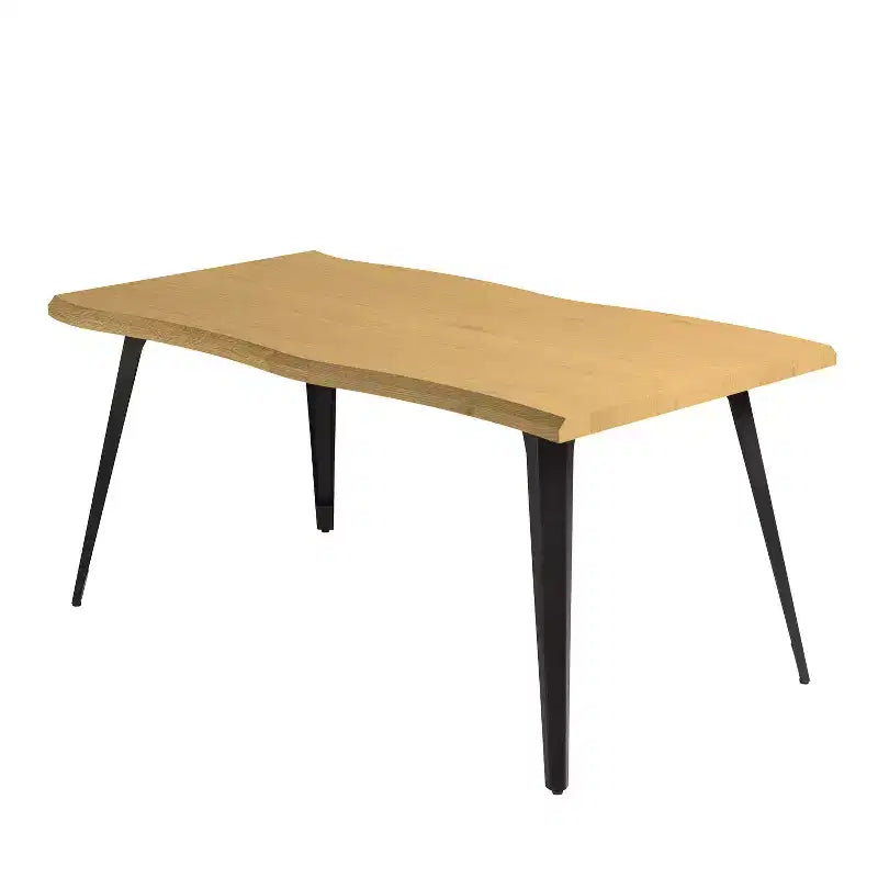 Homy Casa 63 Rectangular Dining Table for 6, Modern Wood Look Table with Black Metal Legs