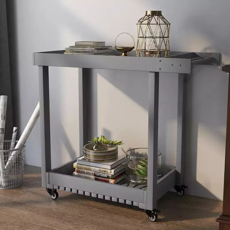 Utility Service Cart with Wheels and Lipped Shelves, 2-Shelf Outdoor Prep Cart for Home, Office, Patio Grilling, Backyard BBQ, 500lbs Capacity