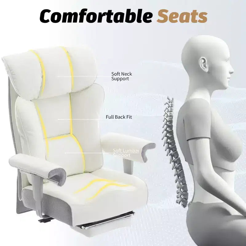 Efomao Ergonomic Office Chair 450LBS with Foot Rest, High Back PU Leather Executive Chair with Lumbar Support and Adjustable Armrests