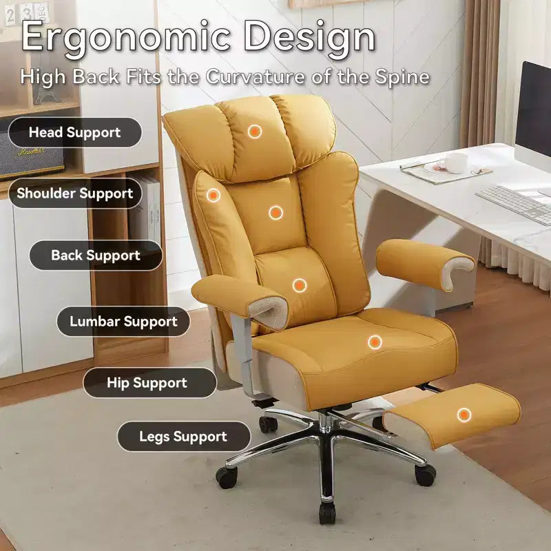 Efomao Ergonomic Office Chair 450LBS with Foot Rest, High Back PU Leather Executive Chair with Lumbar Support and Adjustable Armrests