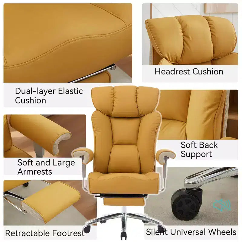 Efomao Ergonomic Office Chair 450LBS with Foot Rest, High Back PU Leather Executive Chair with Lumbar Support and Adjustable Armrests
