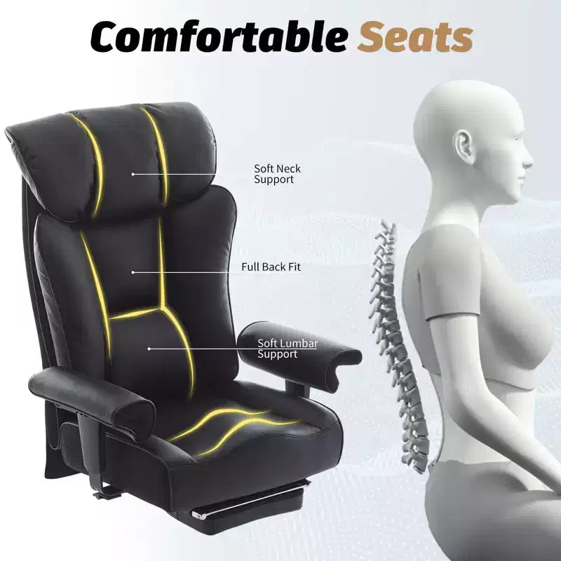 Efomao Ergonomic Office Chair 450LBS with Foot Rest, High Back PU Leather Executive Chair with Lumbar Support and Adjustable Armrests