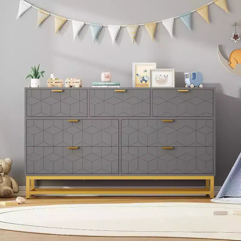 53.5 7-Drawer Dresser with Metal Legs, Modern Chest Organizer for Bedroom, Living Room, Entryway