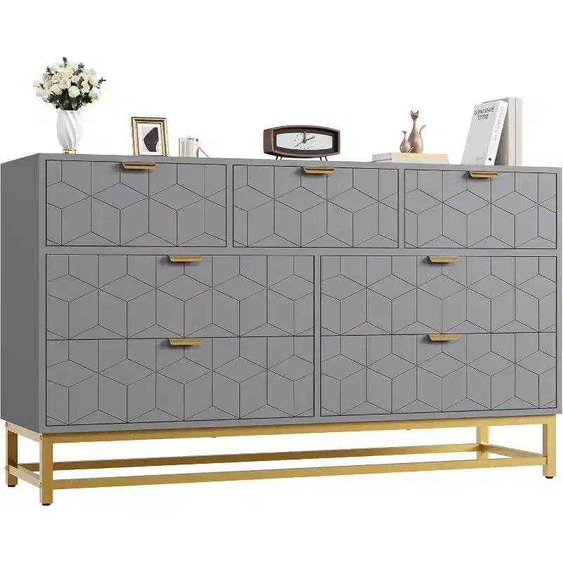 53.5 7-Drawer Dresser with Metal Legs, Modern Chest Organizer for Bedroom, Living Room, Entryway