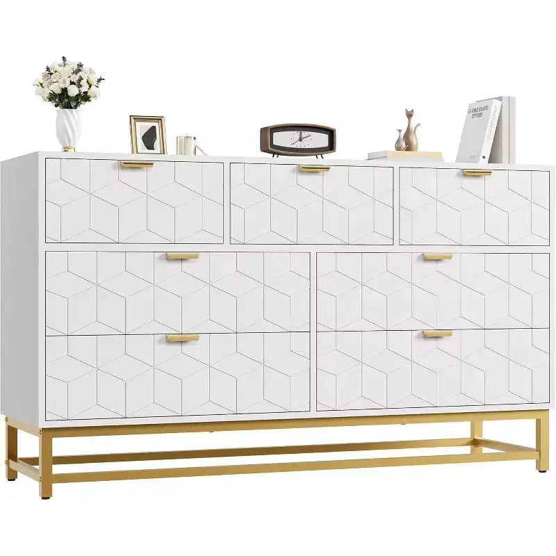 53.5 7-Drawer Dresser with Metal Legs, Modern Chest Organizer for Bedroom, Living Room, Entryway