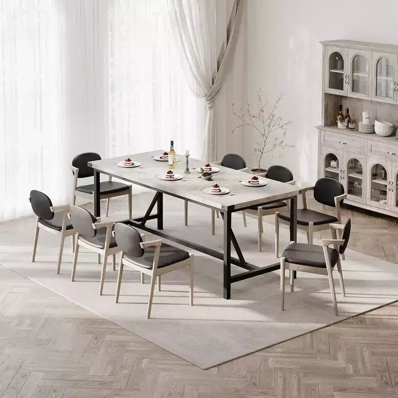 Dining Table for 6-8,70.87 Heavy Duty Kitchen Table,Farmhouse Rectangular Dining Room Table with Strong Metal Legs,for Big Family,Apartment,Dinette