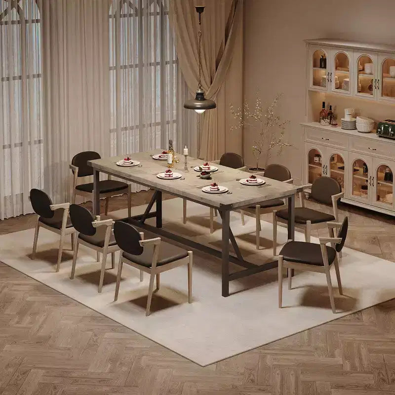 Dining Table for 6-8,70.87 Heavy Duty Kitchen Table,Farmhouse Rectangular Dining Room Table with Strong Metal Legs,for Big Family,Apartment,Dinette