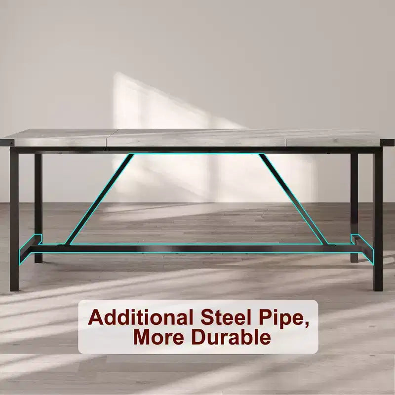 Dining Table for 6-8,70.87 Heavy Duty Kitchen Table,Farmhouse Rectangular Dining Room Table with Strong Metal Legs,for Big Family,Apartment,Dinette