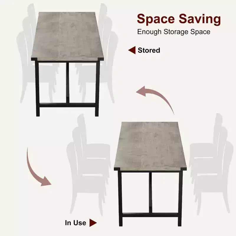 Dining Table for 6-8,70.87 Heavy Duty Kitchen Table,Farmhouse Rectangular Dining Room Table with Strong Metal Legs,for Big Family,Apartment,Dinette