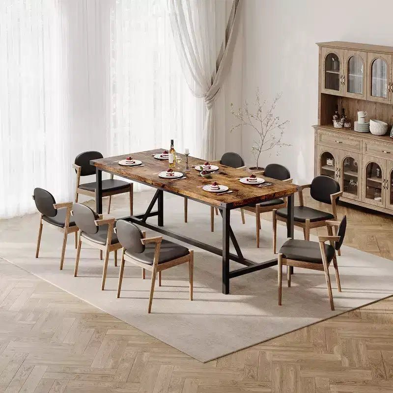 Dining Table for 6-8,70.87 Heavy Duty Kitchen Table,Farmhouse Rectangular Dining Room Table with Strong Metal Legs,for Big Family,Apartment,Dinette