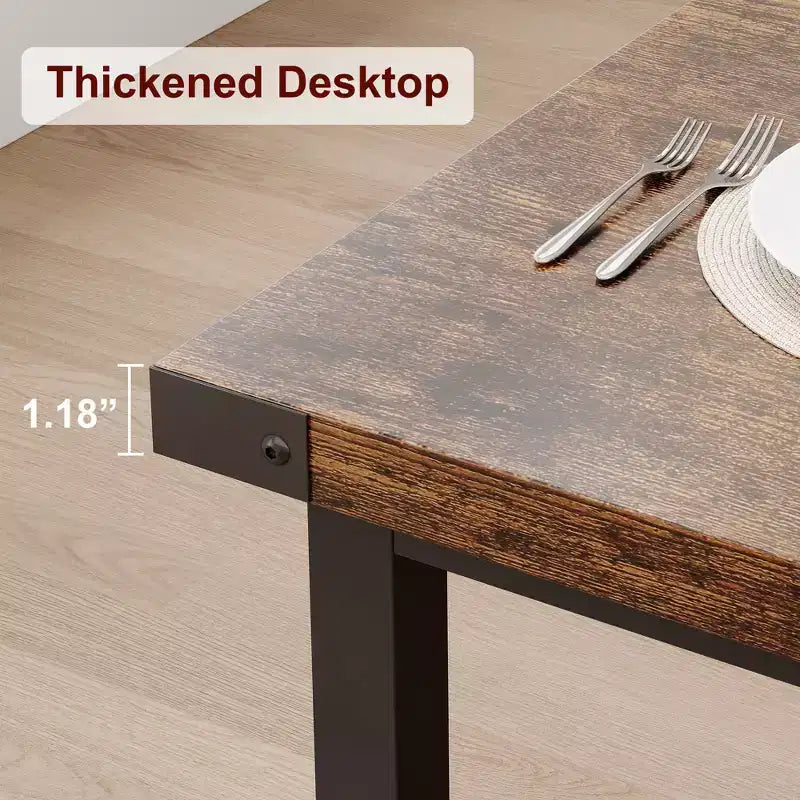 Dining Table for 6-8,70.87 Heavy Duty Kitchen Table,Farmhouse Rectangular Dining Room Table with Strong Metal Legs,for Big Family,Apartment,Dinette