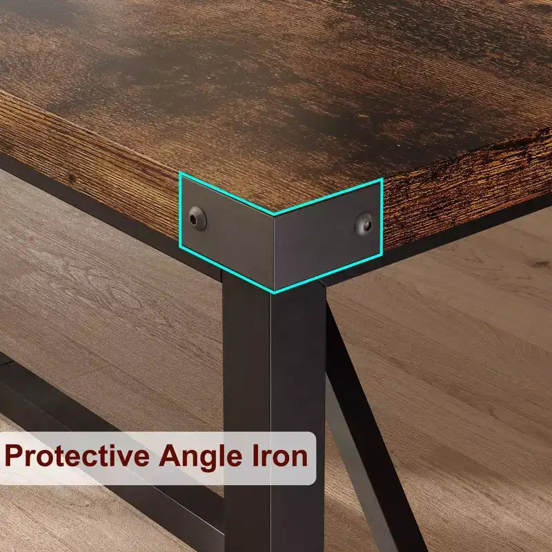 Dining Table for 6-8,70.87 Heavy Duty Kitchen Table,Farmhouse Rectangular Dining Room Table with Strong Metal Legs,for Big Family,Apartment,Dinette