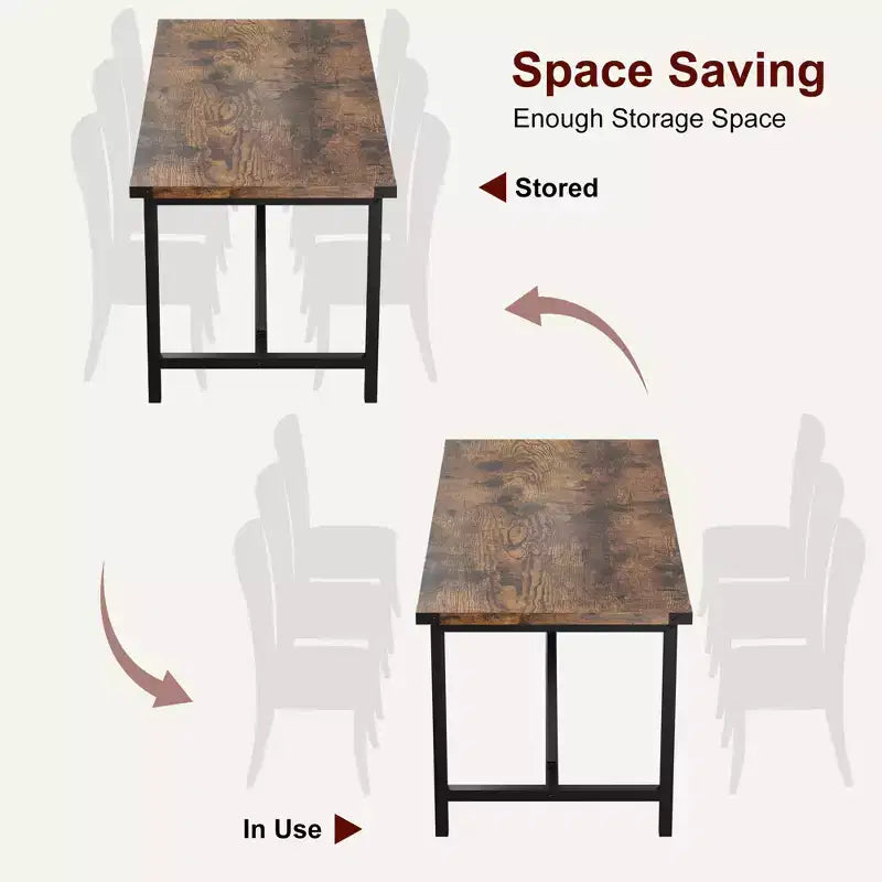 Dining Table for 6-8,70.87 Heavy Duty Kitchen Table,Farmhouse Rectangular Dining Room Table with Strong Metal Legs,for Big Family,Apartment,Dinette