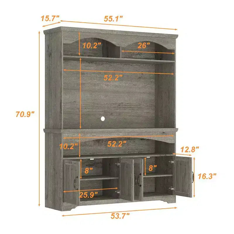 Famapy Multi-Functional Rustic Storage Cabinet,Display Cabinet & Bookcase,Living Room Storage Unit,Kitchen Pantry Hutch for Dishware Storage