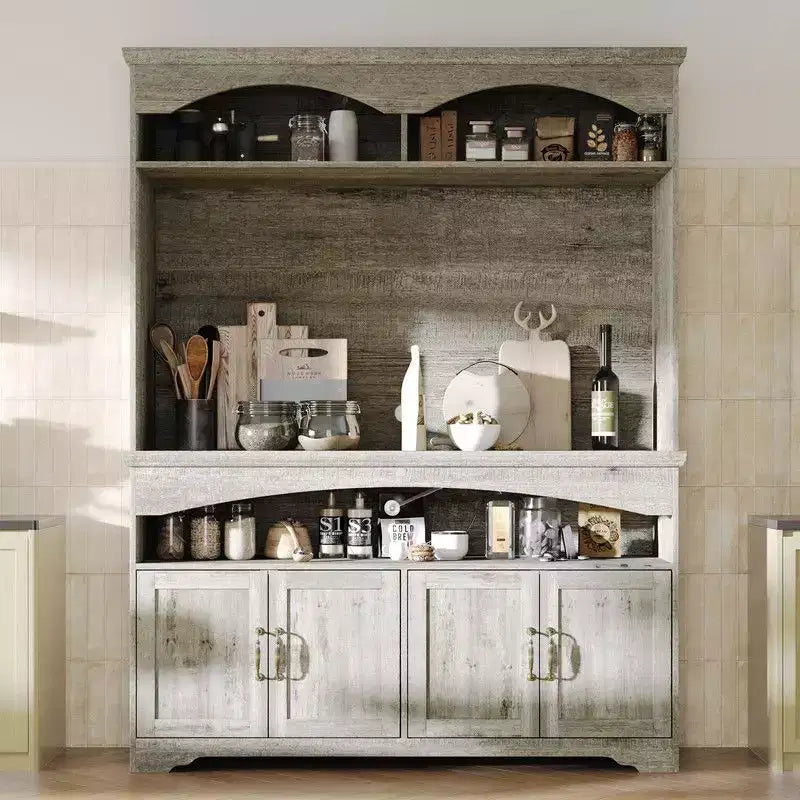 Famapy Multi-Functional Rustic Storage Cabinet,Display Cabinet & Bookcase,Living Room Storage Unit,Kitchen Pantry Hutch for Dishware Storage
