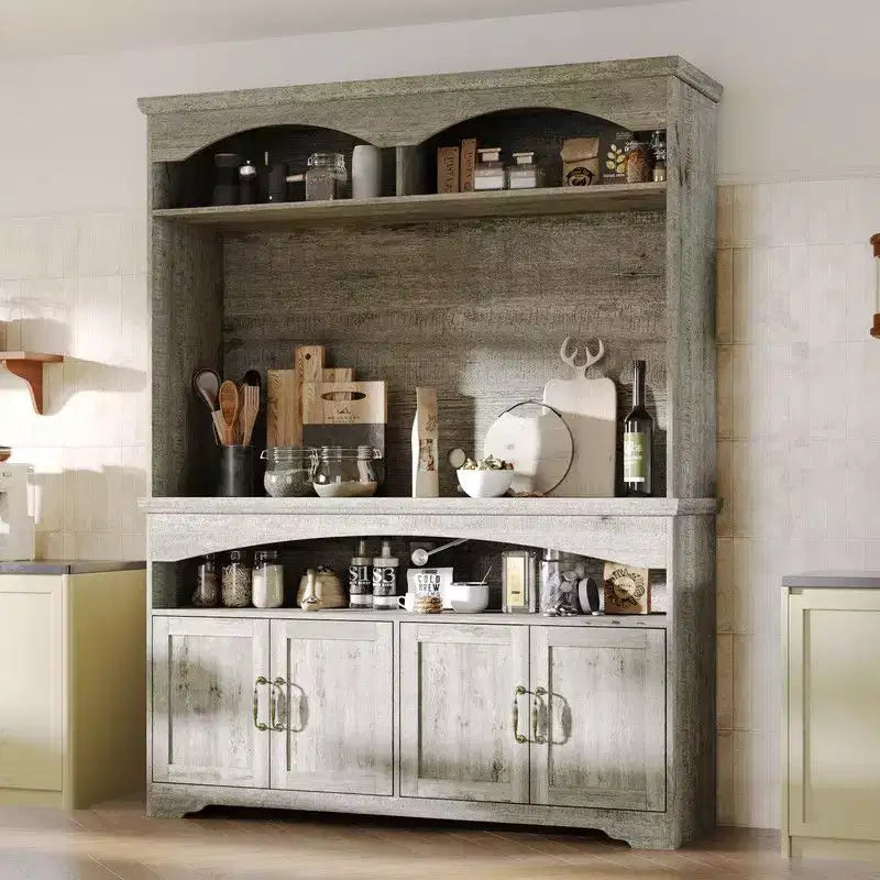 Famapy Multi-Functional Rustic Storage Cabinet,Display Cabinet & Bookcase,Living Room Storage Unit,Kitchen Pantry Hutch for Dishware Storage