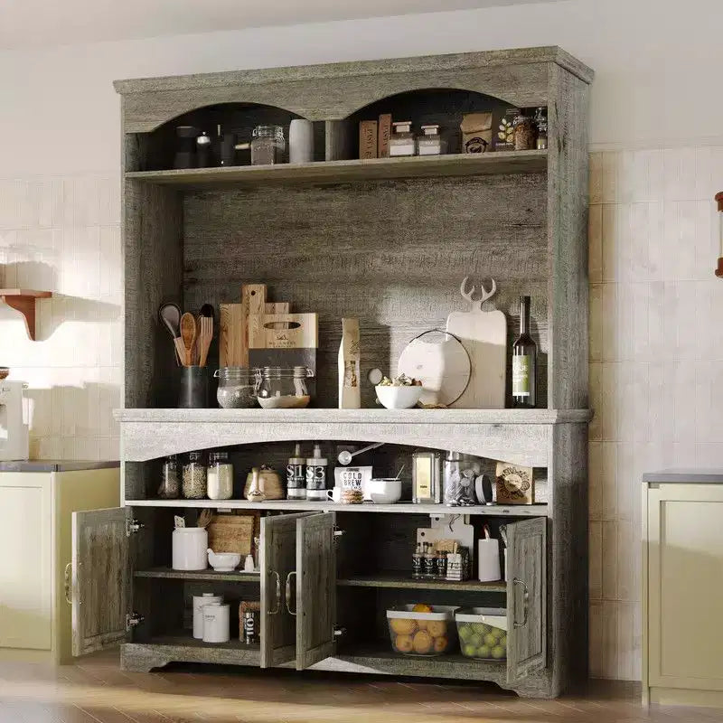 Famapy Multi-Functional Rustic Storage Cabinet,Display Cabinet & Bookcase,Living Room Storage Unit,Kitchen Pantry Hutch for Dishware Storage