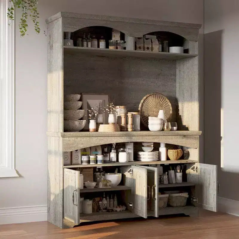 Famapy Multi-Functional Rustic Storage Cabinet,Display Cabinet & Bookcase,Living Room Storage Unit,Kitchen Pantry Hutch for Dishware Storage