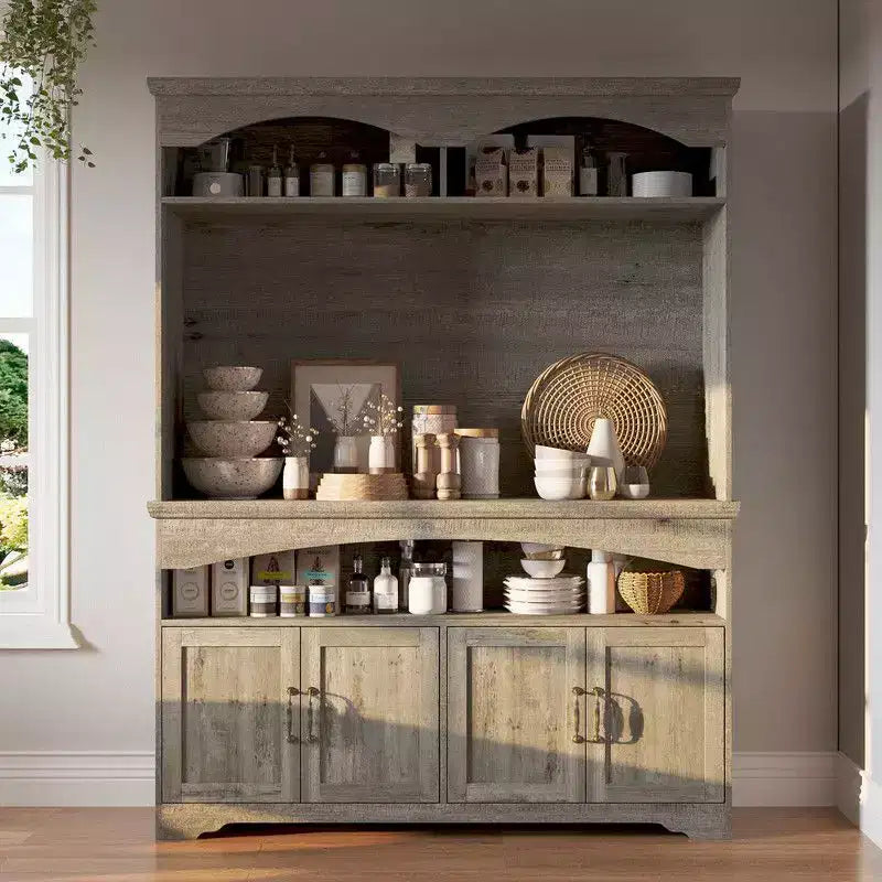 Famapy Multi-Functional Rustic Storage Cabinet,Display Cabinet & Bookcase,Living Room Storage Unit,Kitchen Pantry Hutch for Dishware Storage