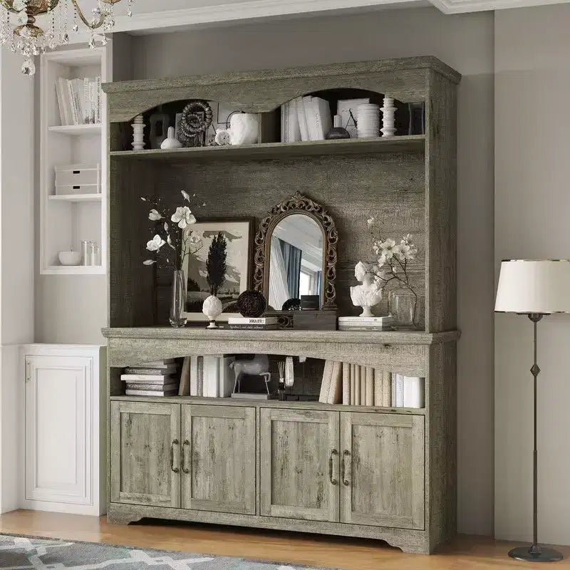 Famapy Multi-Functional Rustic Storage Cabinet,Display Cabinet & Bookcase,Living Room Storage Unit,Kitchen Pantry Hutch for Dishware Storage