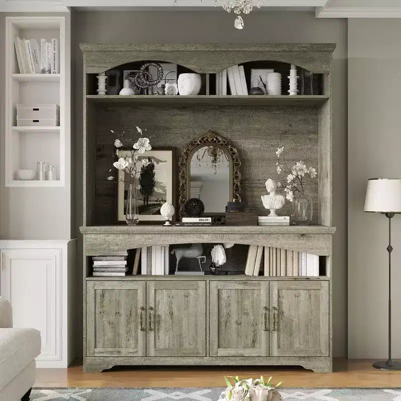 Famapy Multi-Functional Rustic Storage Cabinet,Display Cabinet & Bookcase,Living Room Storage Unit,Kitchen Pantry Hutch for Dishware Storage