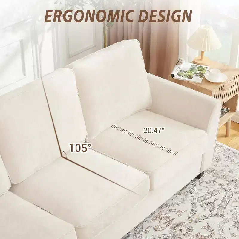 3 Seater Sofa Couch Oversized Modern Chenille 83 Inch Couch, Comfy Deep Seat Lounge Loveseat, Washable Cozy Cloud Sofa for Home Office Apartment