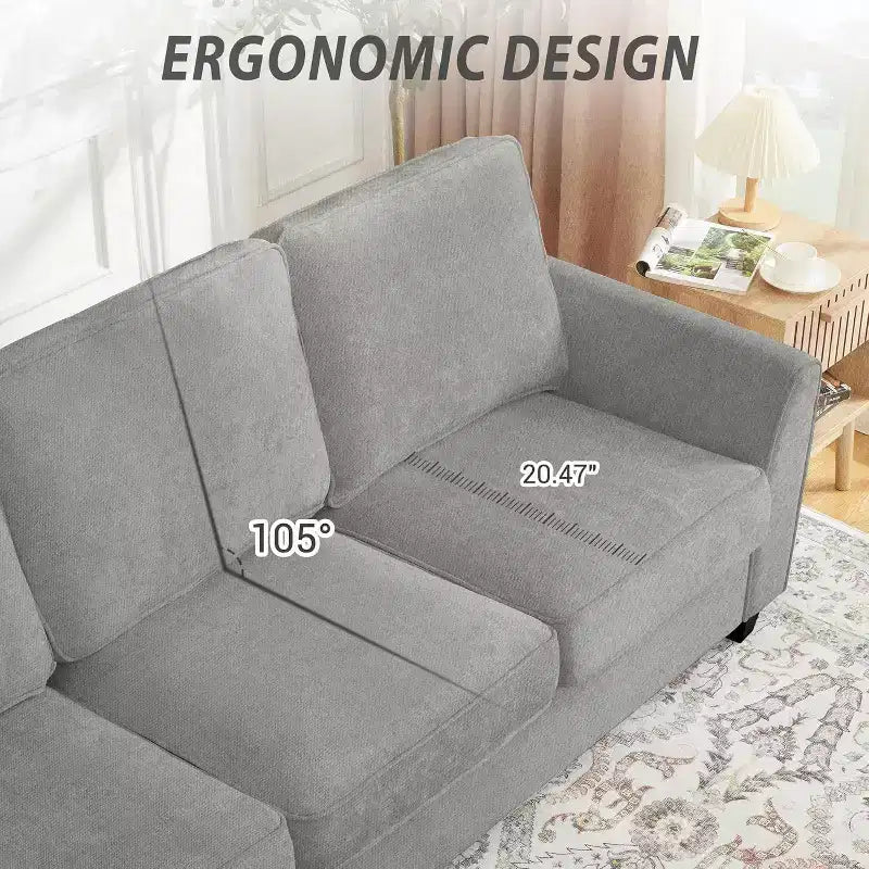 3 Seater Sofa Couch Oversized Modern Chenille 83 Inch Couch, Comfy Deep Seat Lounge Loveseat, Washable Cozy Cloud Sofa for Home Office Apartment