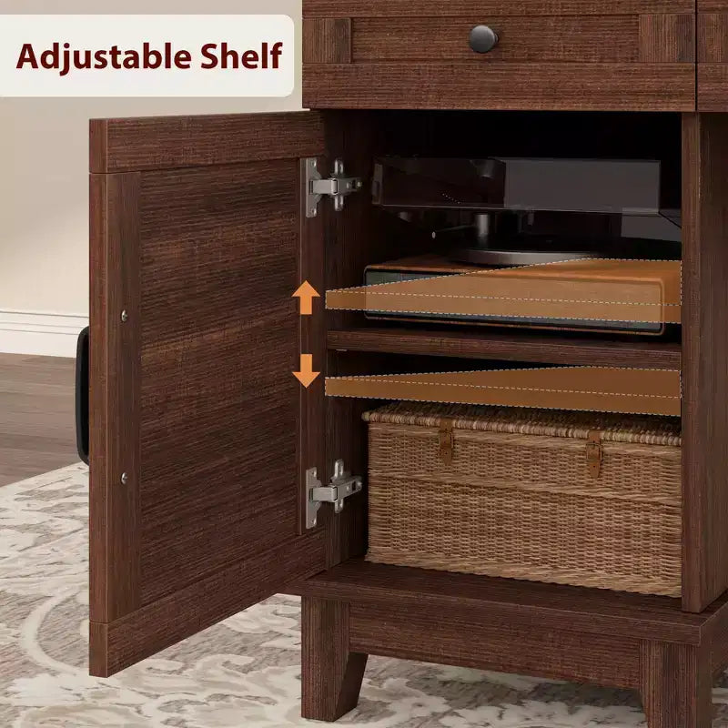 Garvee Executive Desk with Drawers, Farmhouse Home Office Desk with Charging Station, 60 Wooden Computer Writing Desk with File Cabinet Storage
