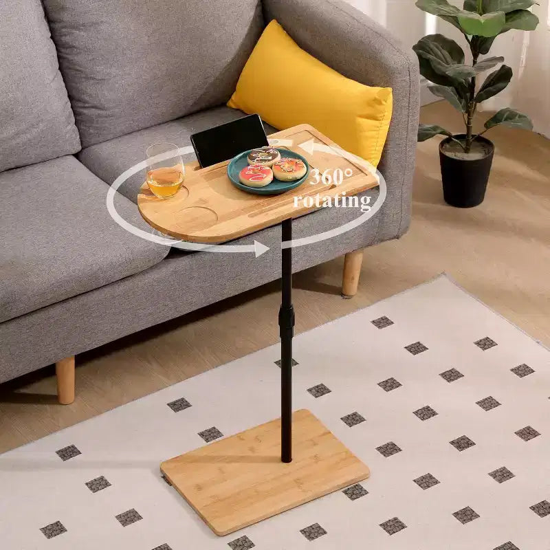 C-Shaped Sofa Tray Table for Sofa, 360 Rotatable and Height-Adjustable Side Table for Bed, TV Tray Table