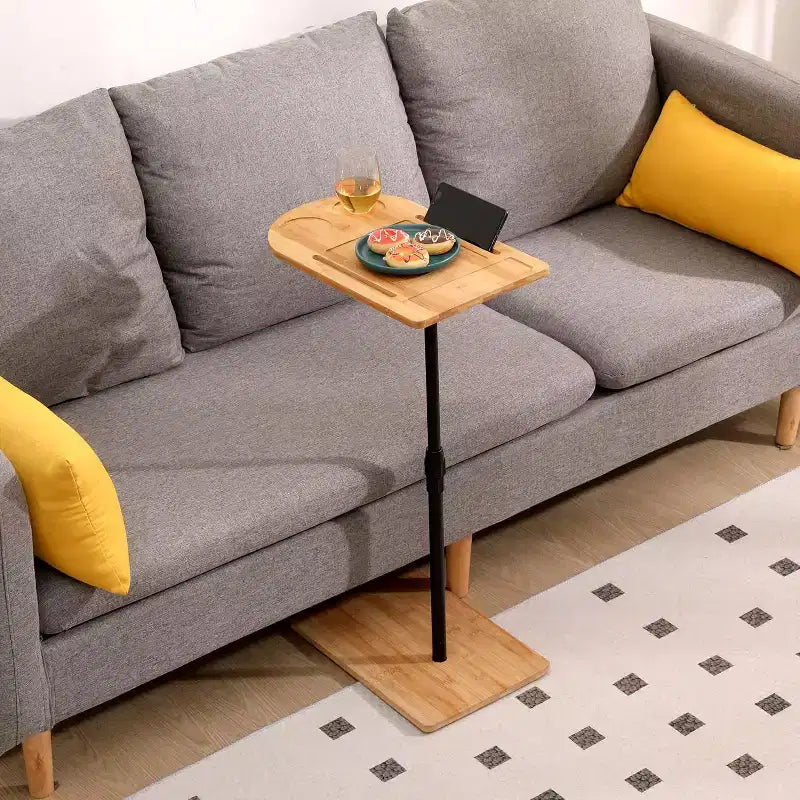 C-Shaped Sofa Tray Table for Sofa, 360 Rotatable and Height-Adjustable Side Table for Bed, TV Tray Table