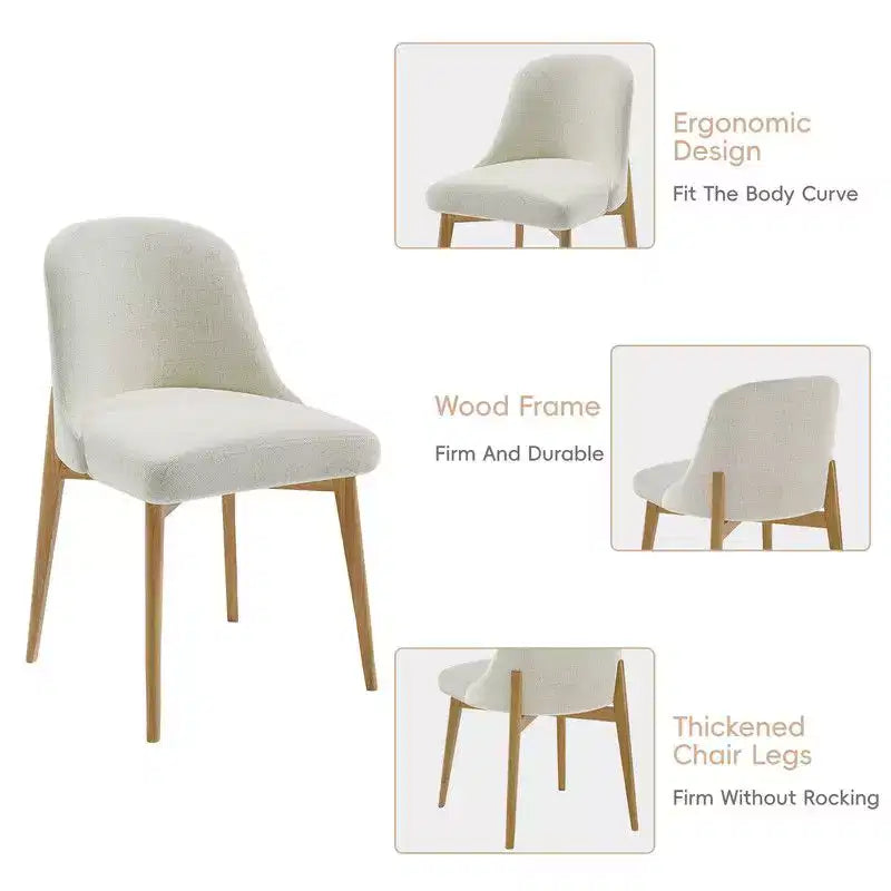 PexFix 46 Modern Round Dining Table Set with 8 Upholstered Chairs Natural Textured Wood Top Pleated Pedestal Base Beige Seats for Kitchen Dining Room