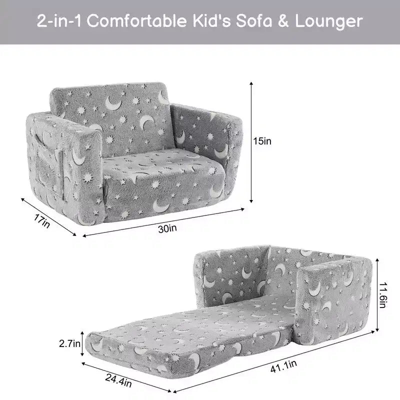Karl Home 1-Piece Full Sponge Kids Single Folding Sofa Bed with Luminous Feature