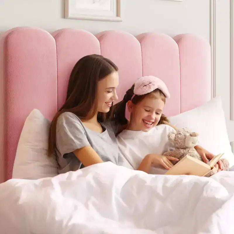 2 Sets Twin Bed Frame with Under-Bed Drawer, Velvet Upholstered Platform Bed with Wave Headboard,No Box Spring Needed