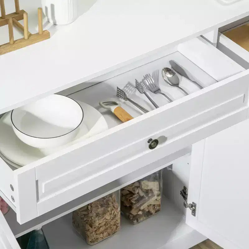 Okak Sideboard Cabinet, Buffet Cabinet with 2 Drawers and Adjustable Shelves, Storage Cabinet for Entryway, Living Room, Kitchen, White