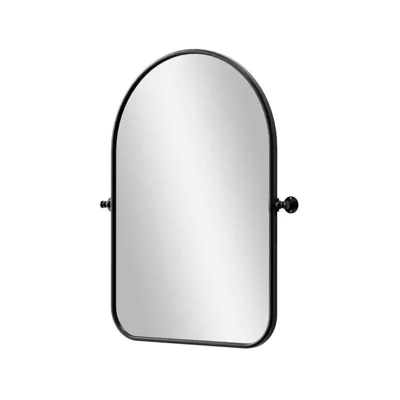 HomeRoots 32 Black Iron Arch Tilting Framed Bathroom Vanity Mirror