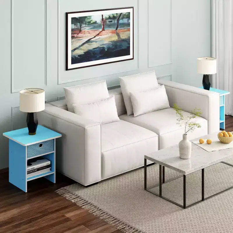 HOMLUX 2PCS Nightstand Sofa End Table Bedside Table with Bin Drawer & Open Shelf