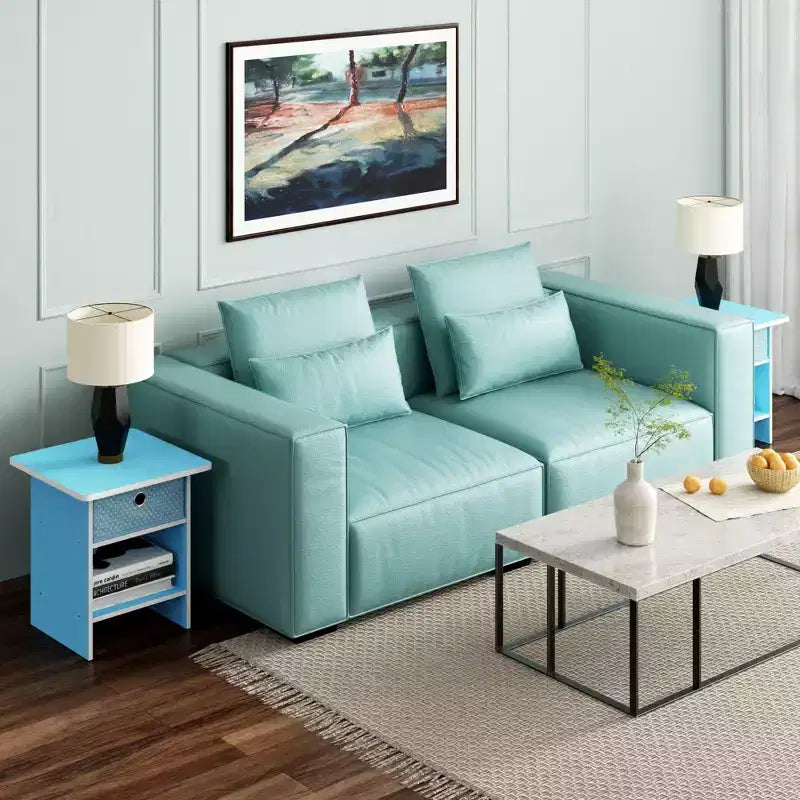 HOMLUX 2PCS Nightstand Sofa End Table Bedside Table with Bin Drawer & Open Shelf