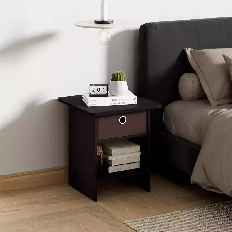 HOMLUX 2PCS Nightstand Sofa End Table Bedside Table with Bin Drawer & Open Shelf