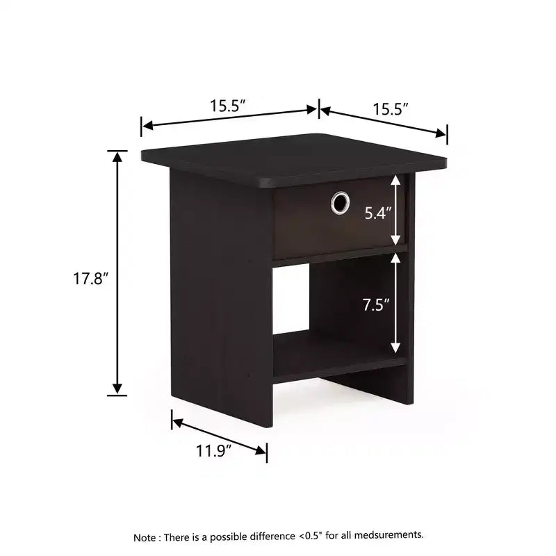 HOMLUX 2PCS Nightstand Sofa End Table Bedside Table with Bin Drawer & Open Shelf