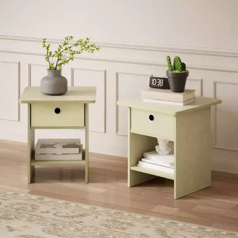 HOMLUX 2PCS Nightstand Sofa End Table Bedside Table with Bin Drawer & Open Shelf