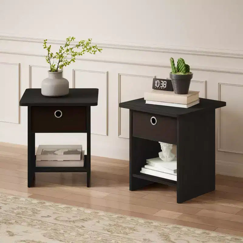 HOMLUX 2PCS Nightstand Sofa End Table Bedside Table with Bin Drawer & Open Shelf