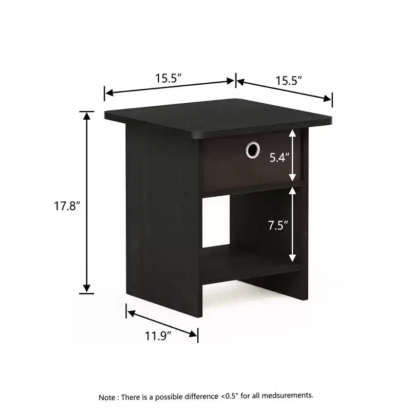 HOMLUX 2PCS Nightstand Sofa End Table Bedside Table with Bin Drawer & Open Shelf