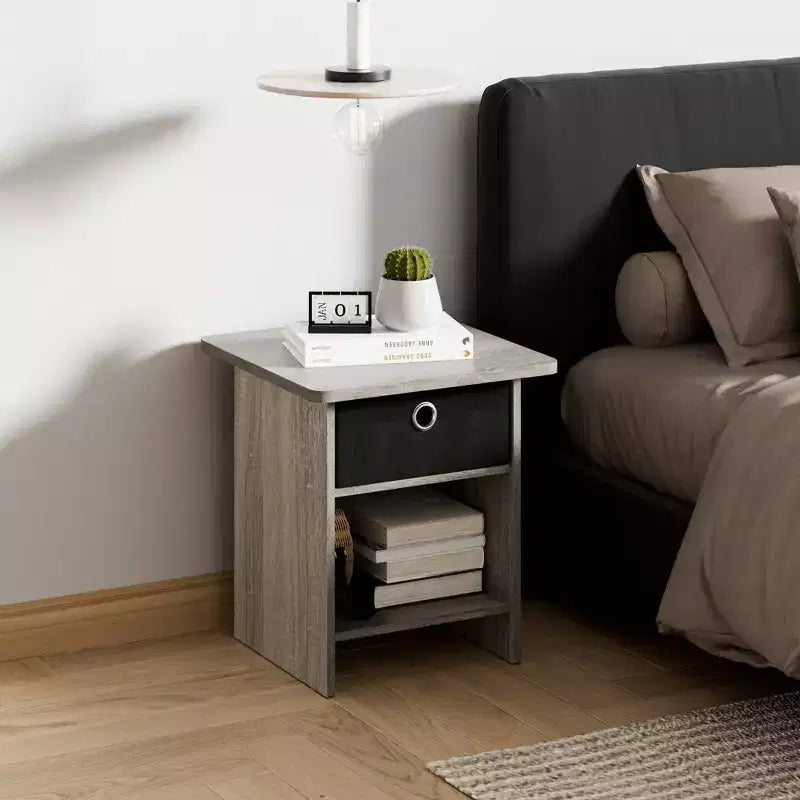 HOMLUX 2PCS Nightstand Sofa End Table Bedside Table with Bin Drawer & Open Shelf