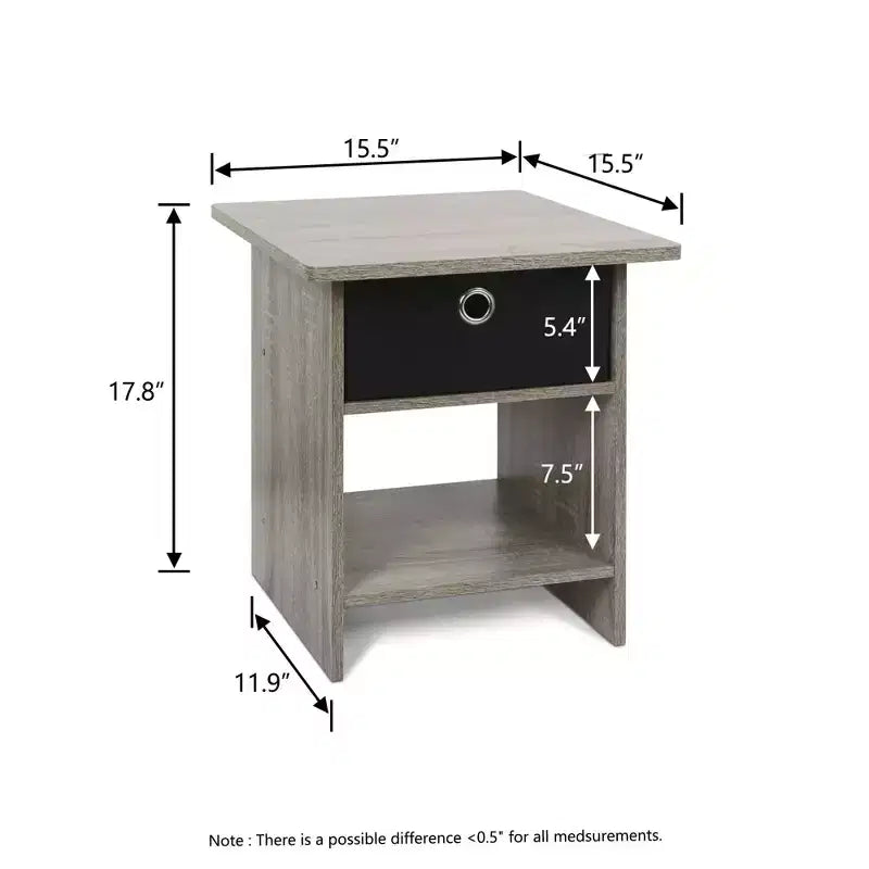 HOMLUX 2PCS Nightstand Sofa End Table Bedside Table with Bin Drawer & Open Shelf