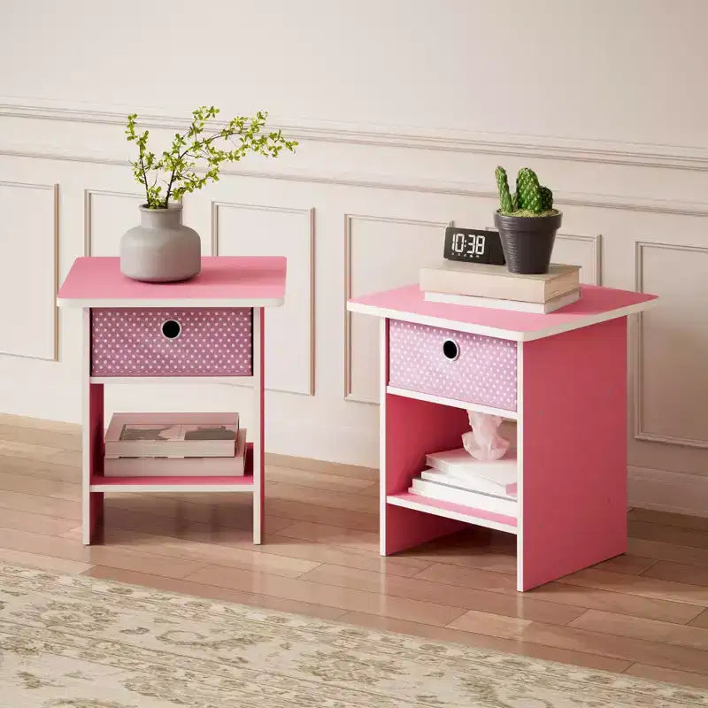 HOMLUX 2PCS Nightstand Sofa End Table Bedside Table with Bin Drawer & Open Shelf