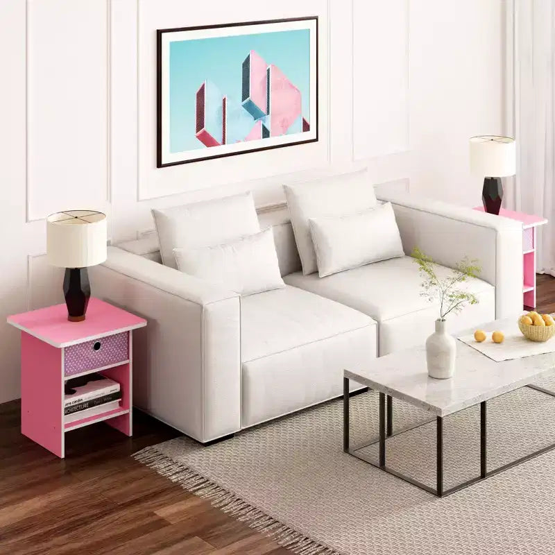 HOMLUX 2PCS Nightstand Sofa End Table Bedside Table with Bin Drawer & Open Shelf